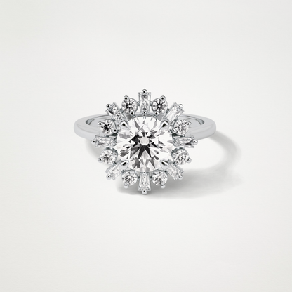 Round Cluster Lab Grown Diamond Engagement Ring