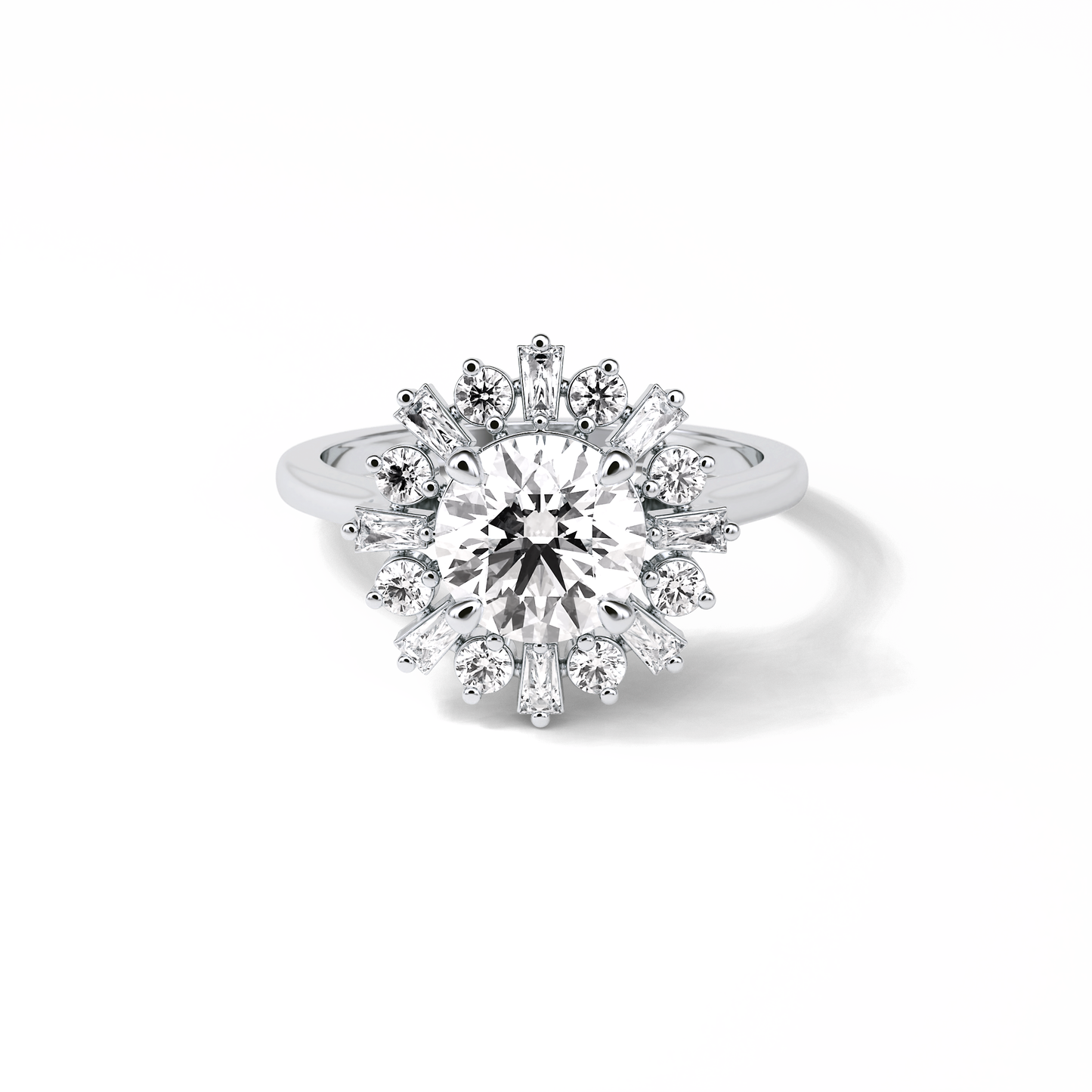 Round Cluster Lab Grown Diamond Engagement Ring