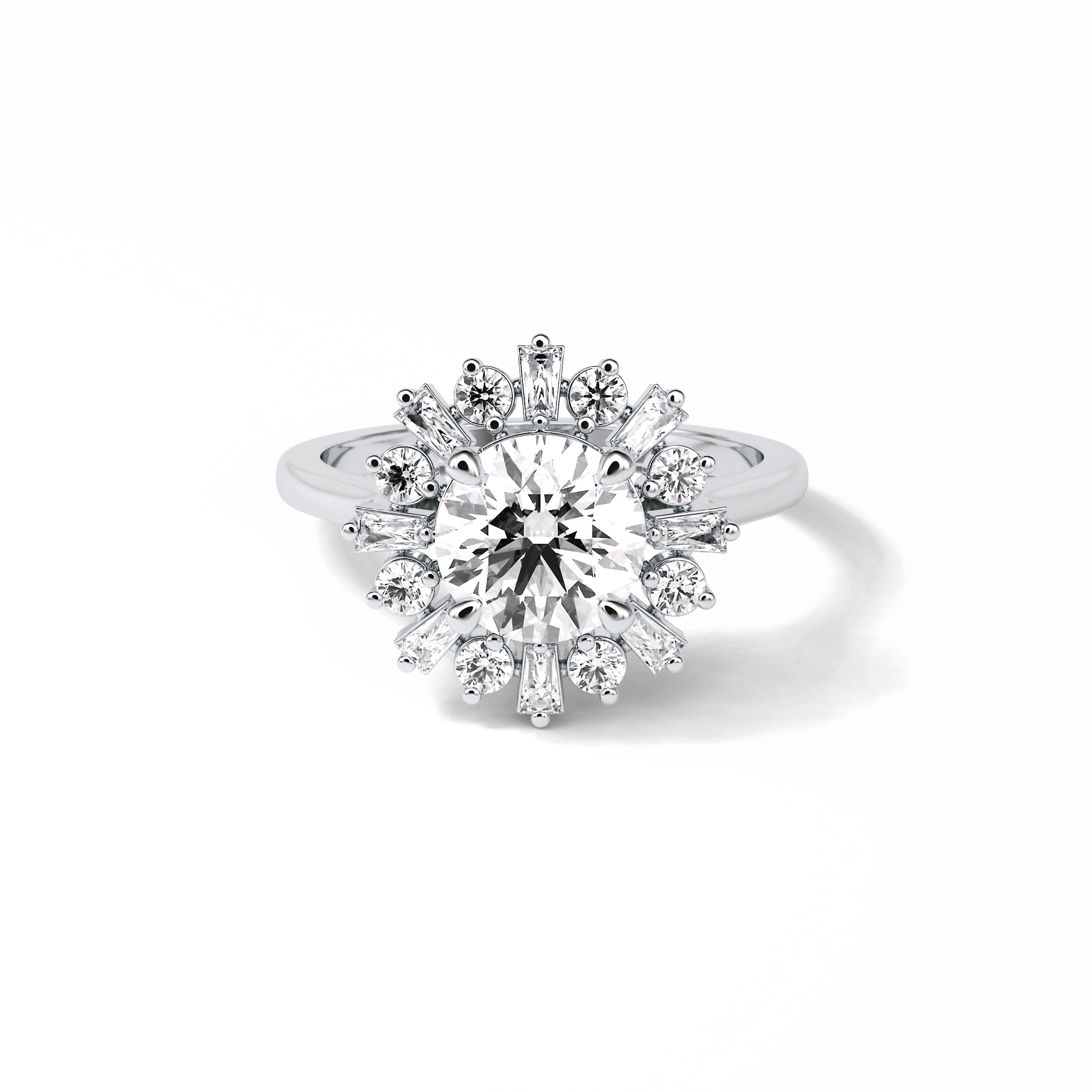 Round Cluster Lab Grown Diamond Engagement Ring