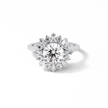 Round Cluster Lab Grown Diamond Engagement Ring