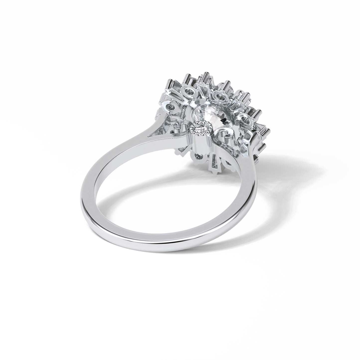 Round Cluster Lab Grown Diamond Engagement Ring