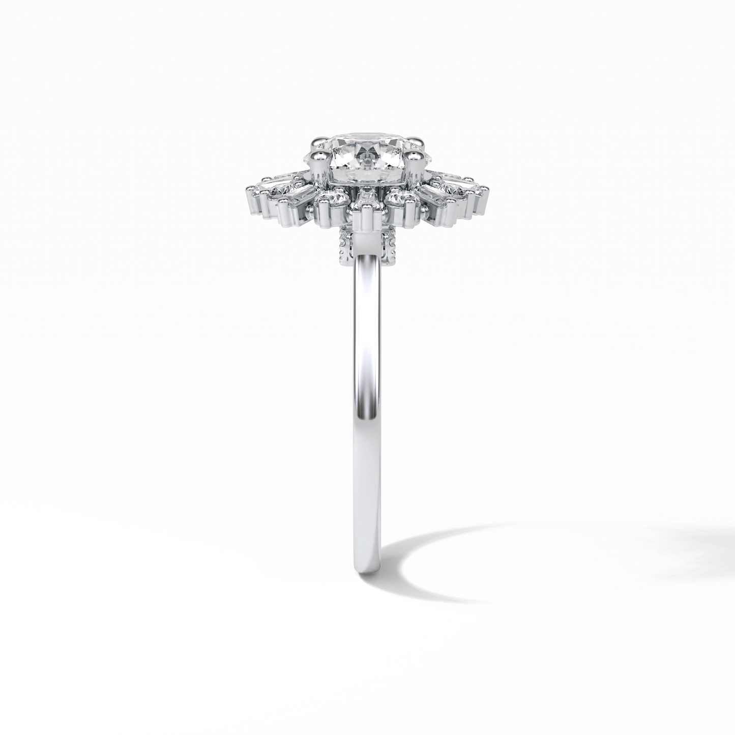 Round Cluster Lab Grown Diamond Engagement Ring