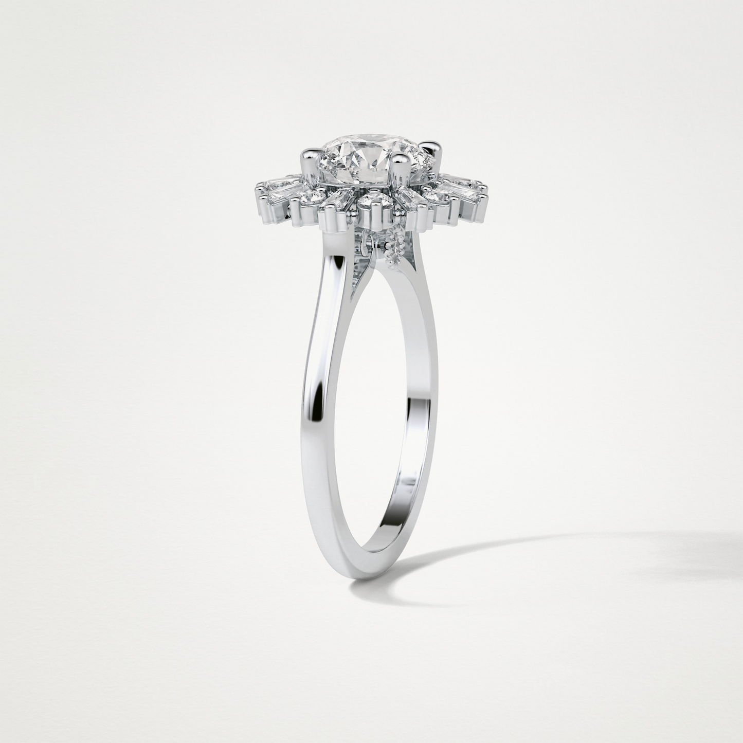 Round Cluster Lab Grown Diamond Engagement Ring