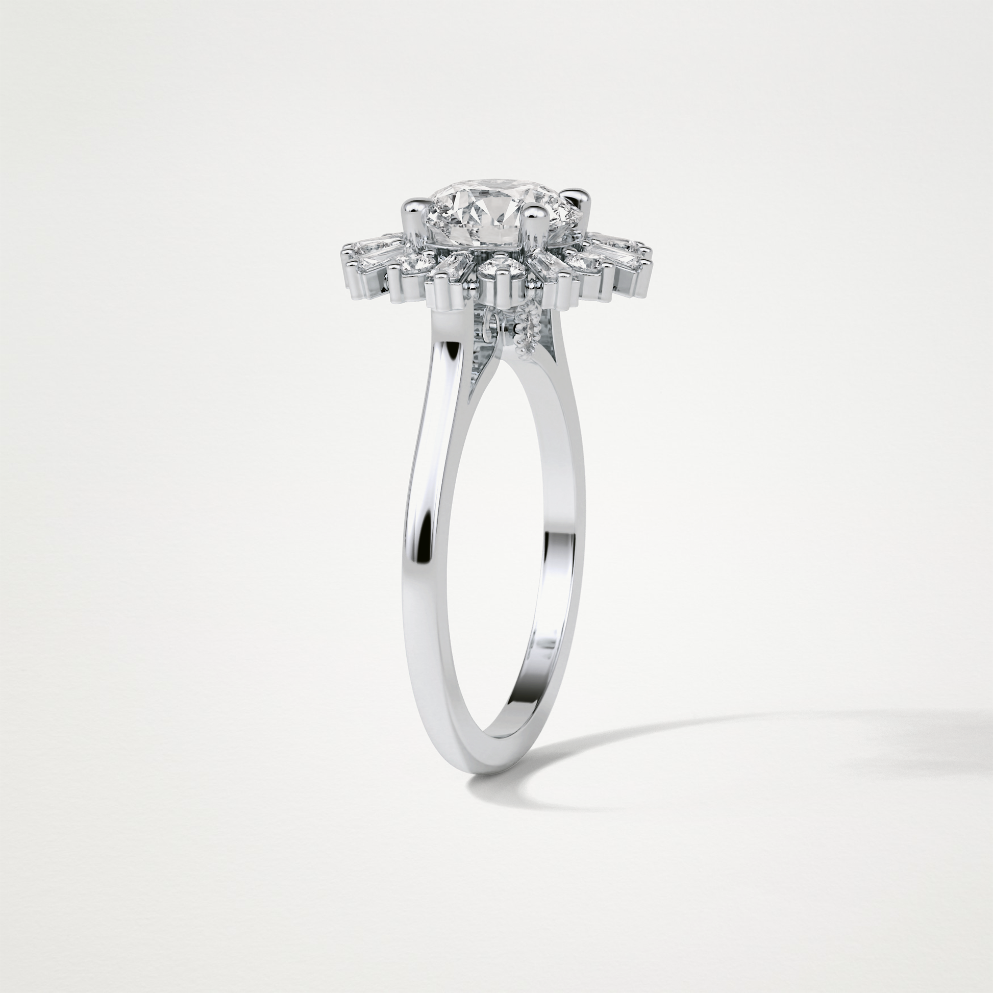 Round Cluster Lab Grown Diamond Engagement Ring