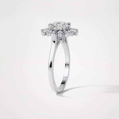 Round Cluster Lab Grown Diamond Engagement Ring