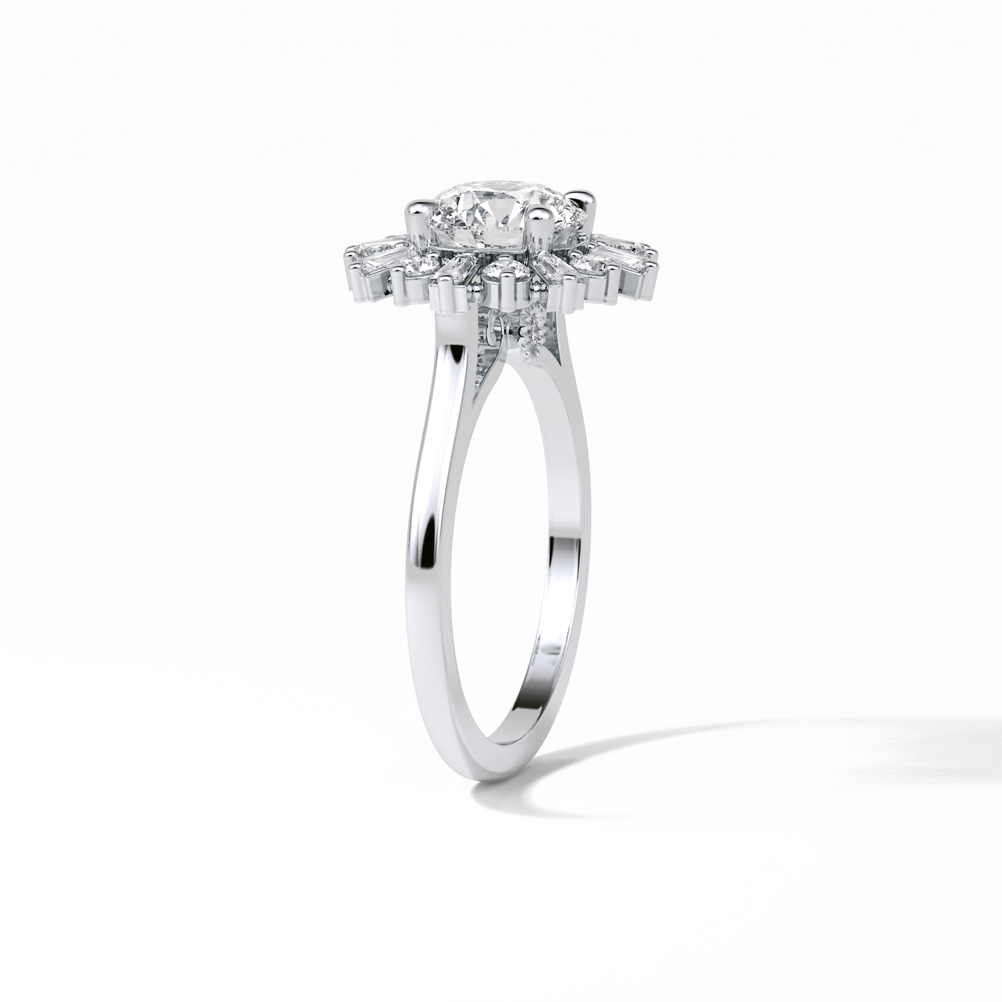 Round Cluster Lab Grown Diamond Engagement Ring