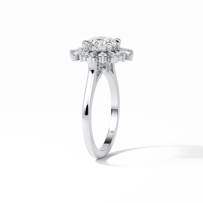 Round Cluster Lab Grown Diamond Engagement Ring