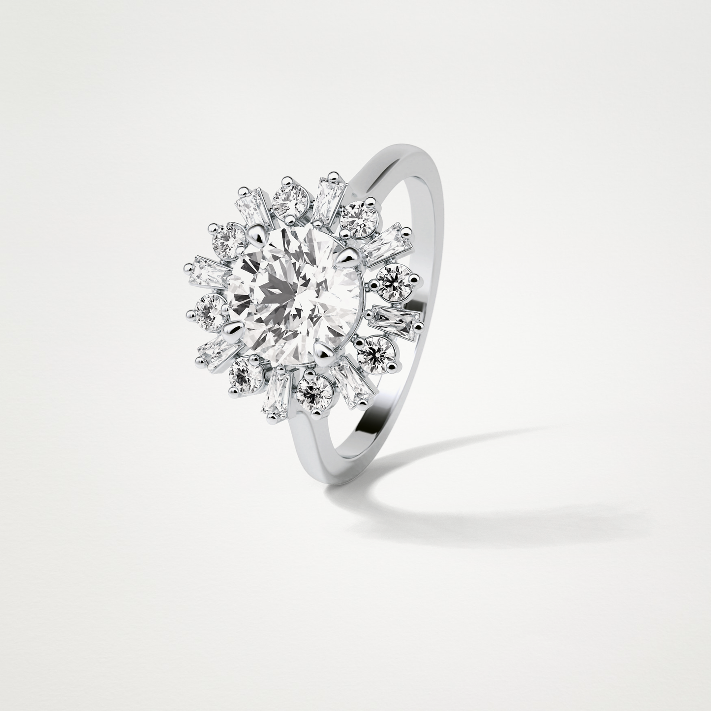 Round Cluster Lab Grown Diamond Engagement Ring