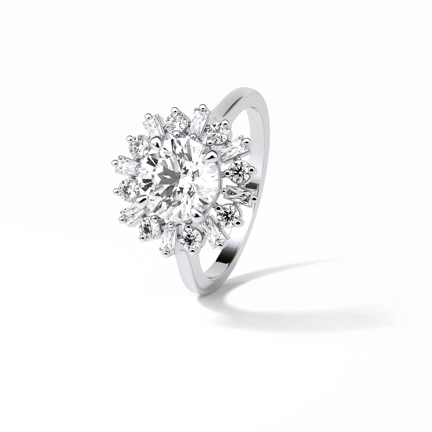 Round Cluster Lab Grown Diamond Engagement Ring