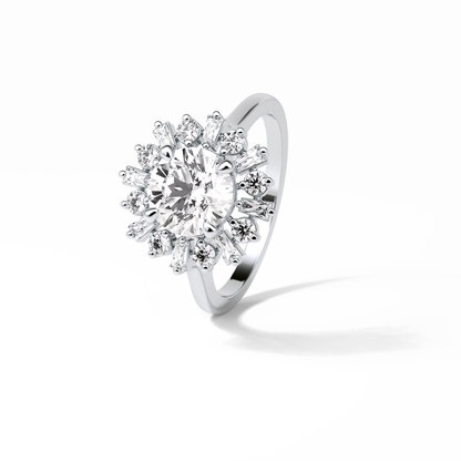 Round Cluster Lab Grown Diamond Engagement Ring