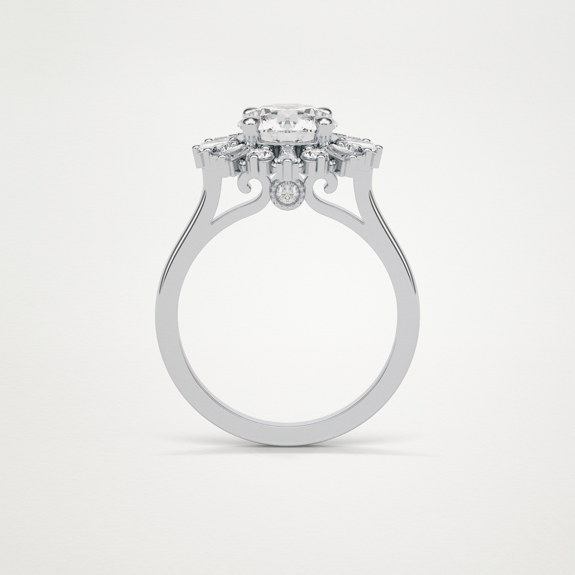 Round Cluster Lab Grown Diamond Engagement Ring