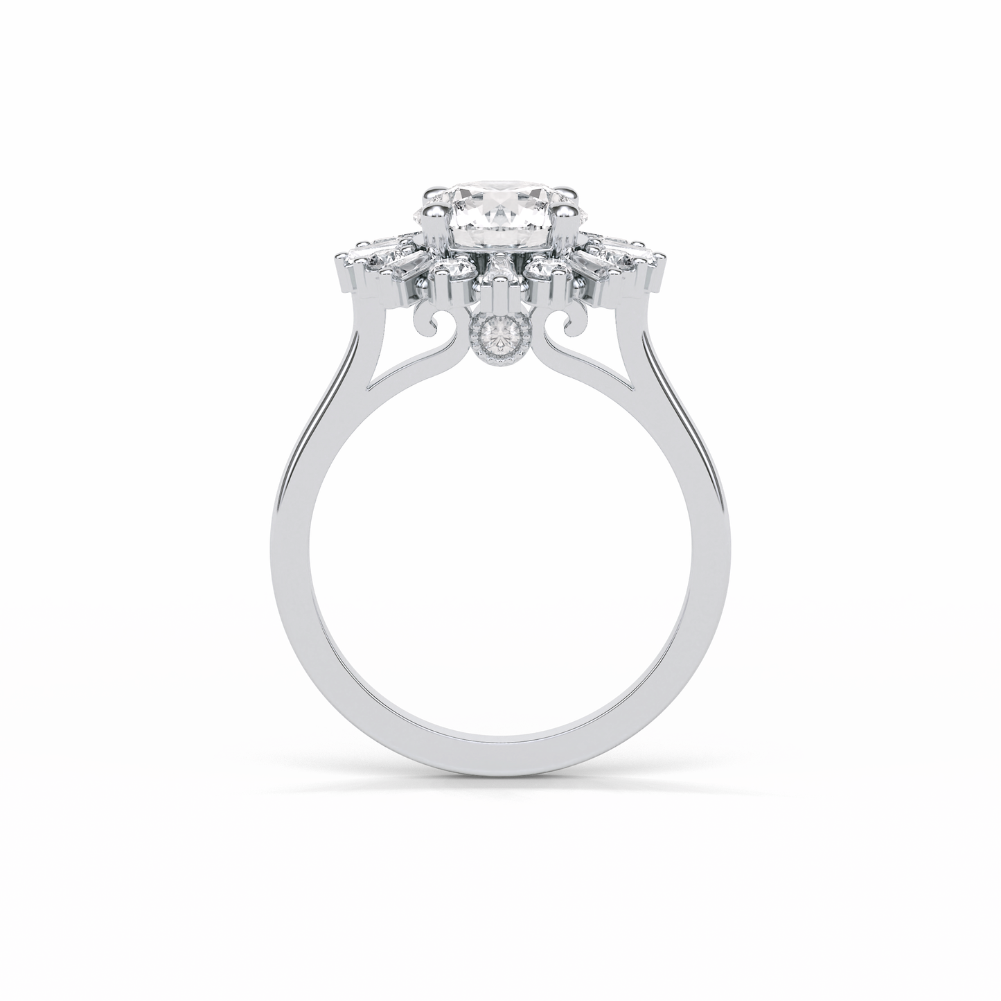 Round Cluster Lab Grown Diamond Engagement Ring