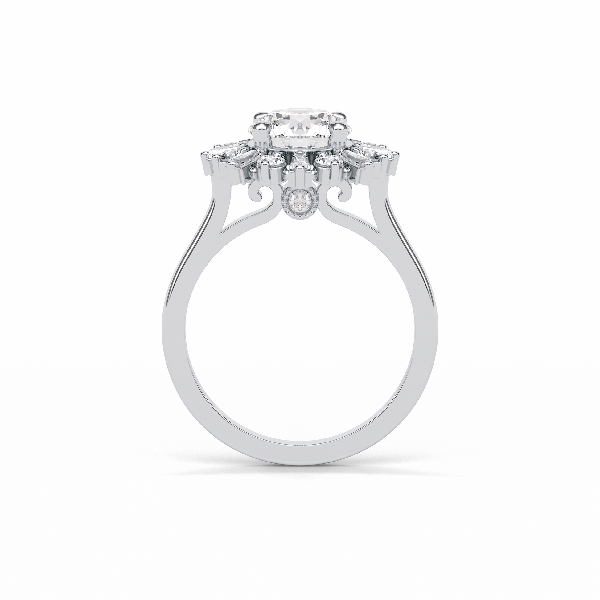 Round Cluster Lab Grown Diamond Engagement Ring