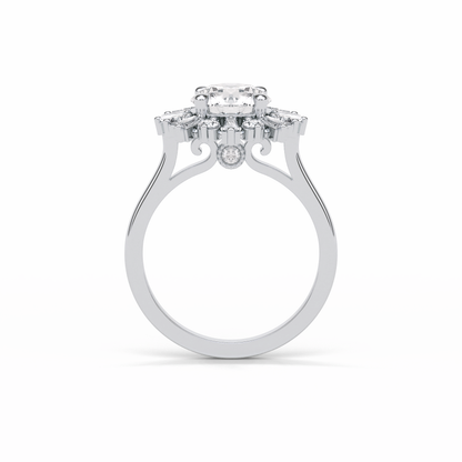Round Cluster Lab Grown Diamond Engagement Ring