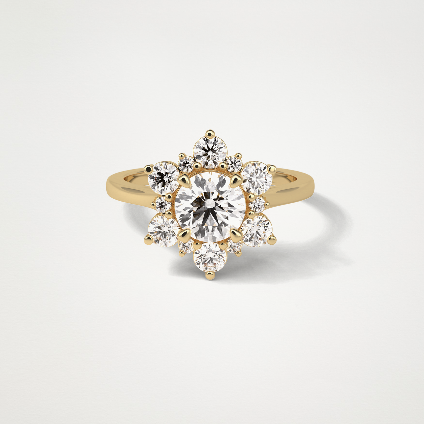 Round Cluster Lab Grown Diamond Engagement Ring