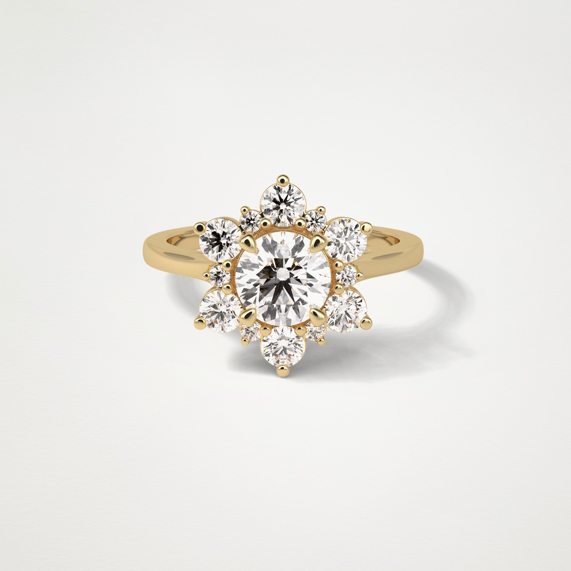 Round Cluster Lab Grown Diamond Engagement Ring