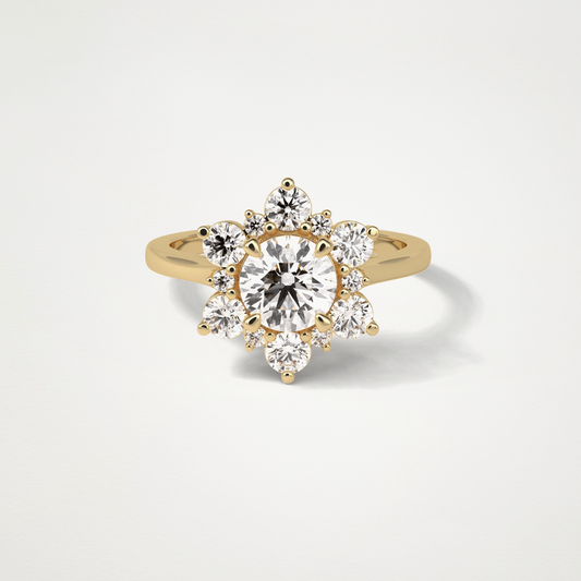 Round Cluster Lab Grown Diamond Engagement Ring