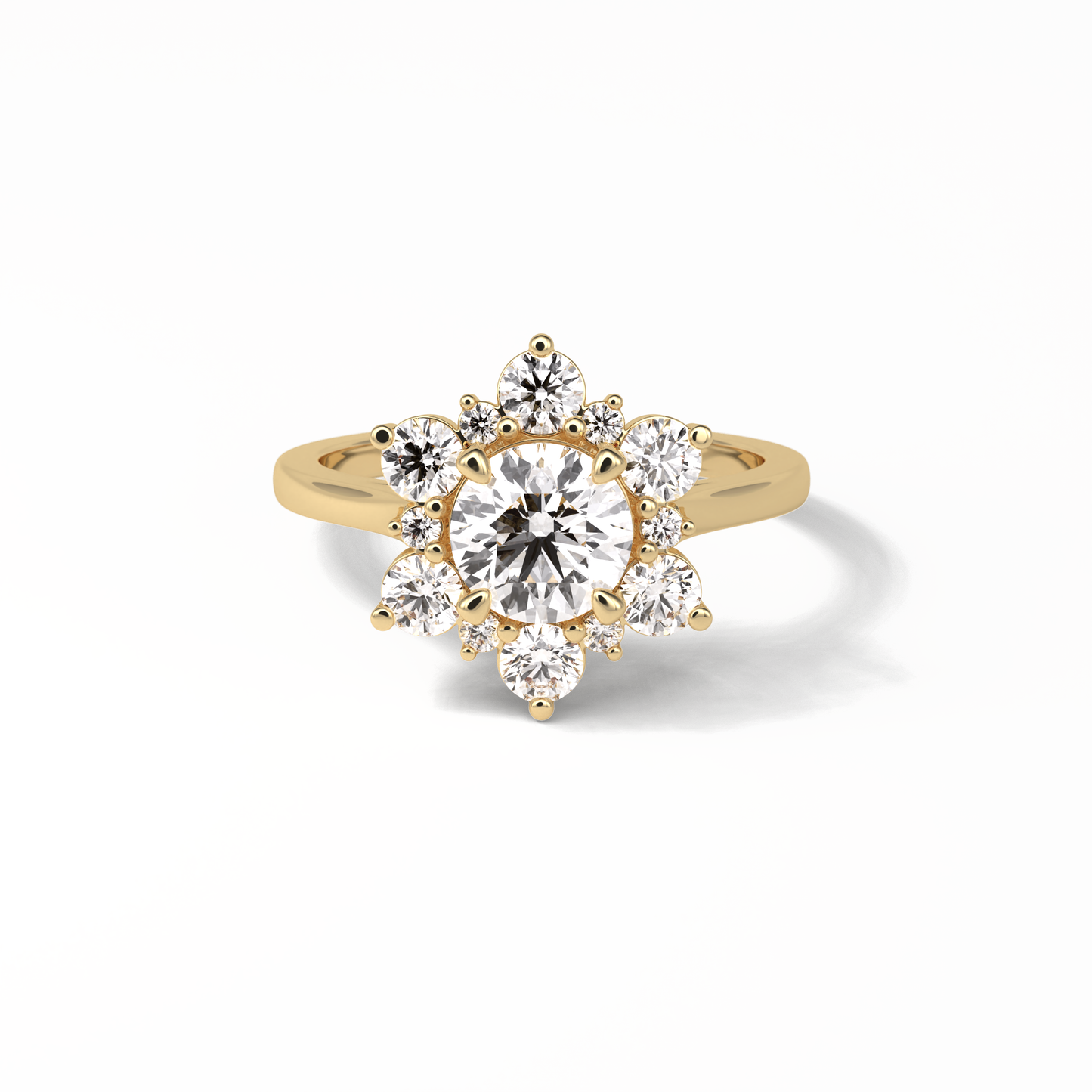 Round Cluster Lab Grown Diamond Engagement Ring