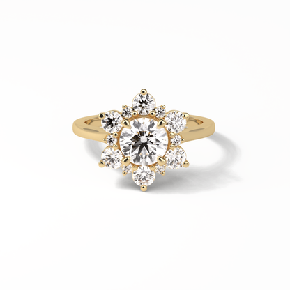 Round Cluster Lab Grown Diamond Engagement Ring