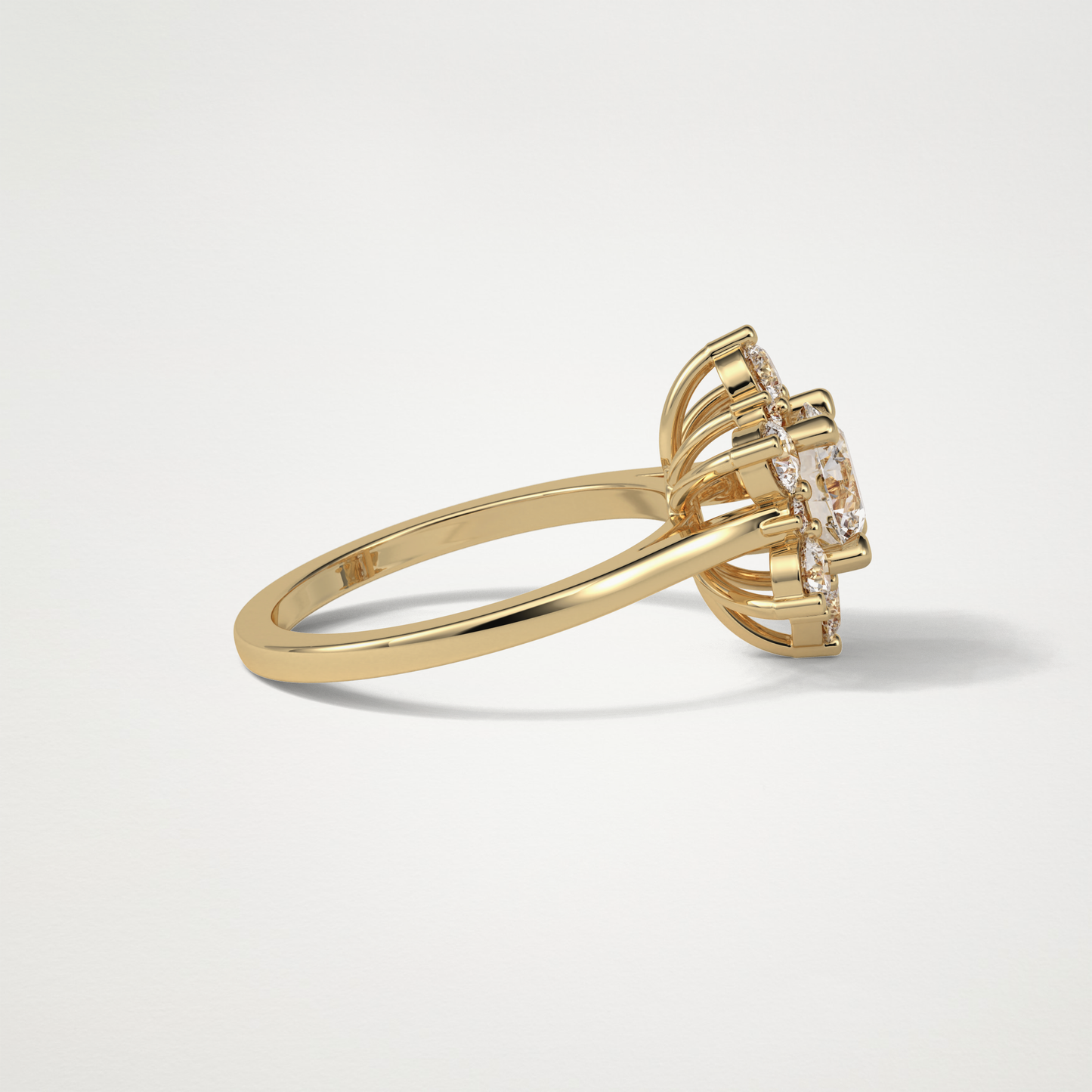 Round Cluster Lab Grown Diamond Engagement Ring