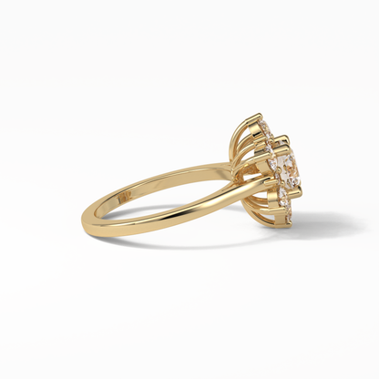 Round Cluster Lab Grown Diamond Engagement Ring