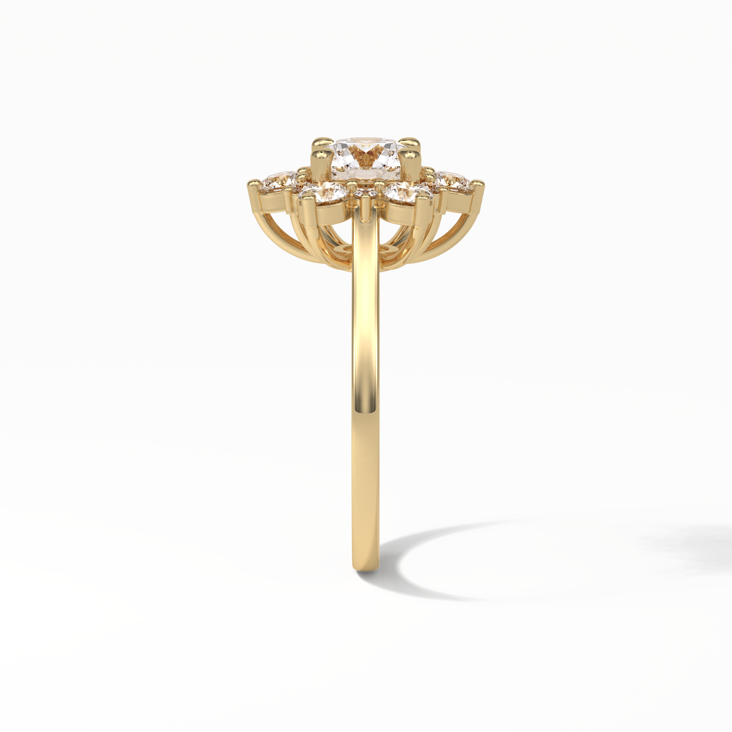 Round Cluster Lab Grown Diamond Engagement Ring
