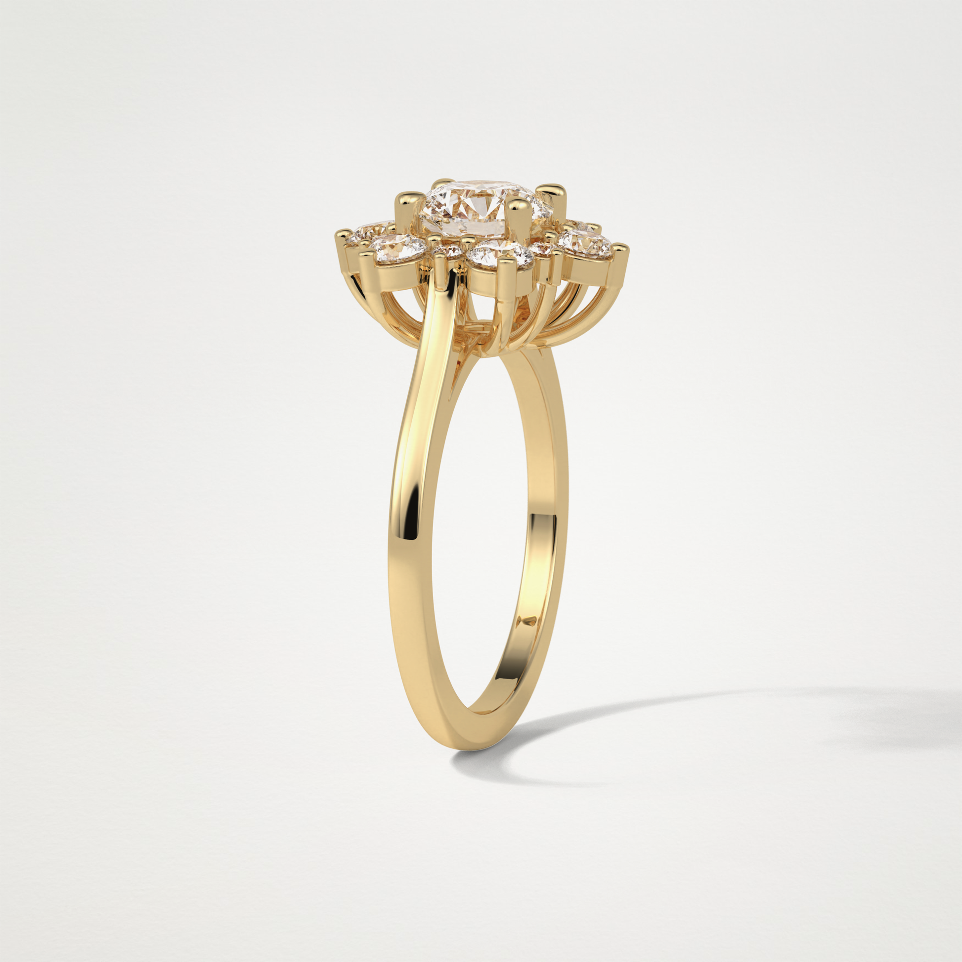Round Cluster Lab Grown Diamond Engagement Ring