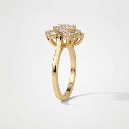 Round Cluster Lab Grown Diamond Engagement Ring