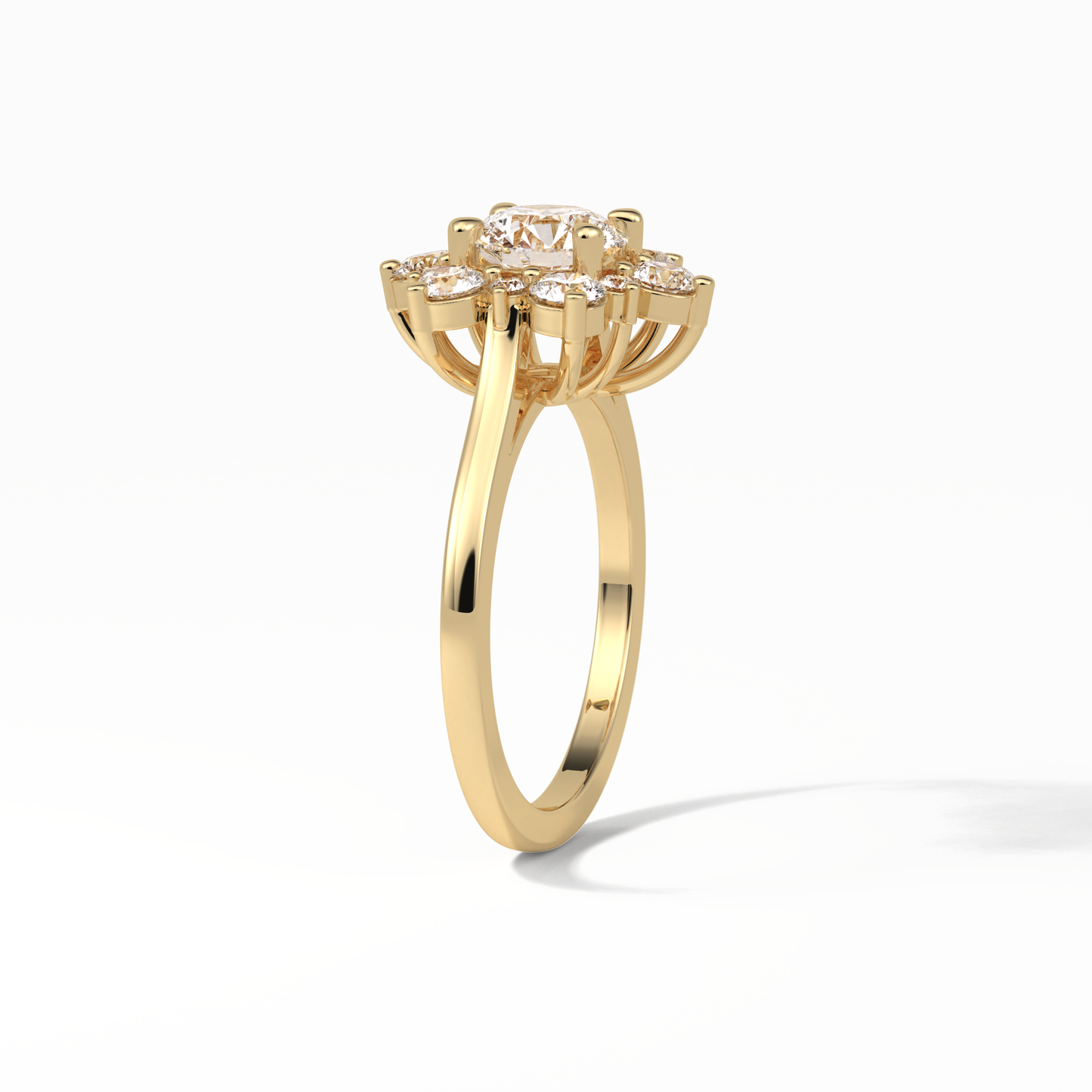 Round Cluster Lab Grown Diamond Engagement Ring