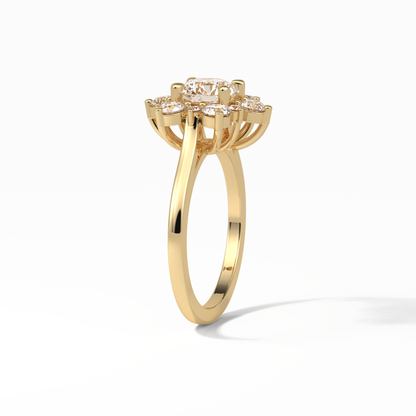 Round Cluster Lab Grown Diamond Engagement Ring