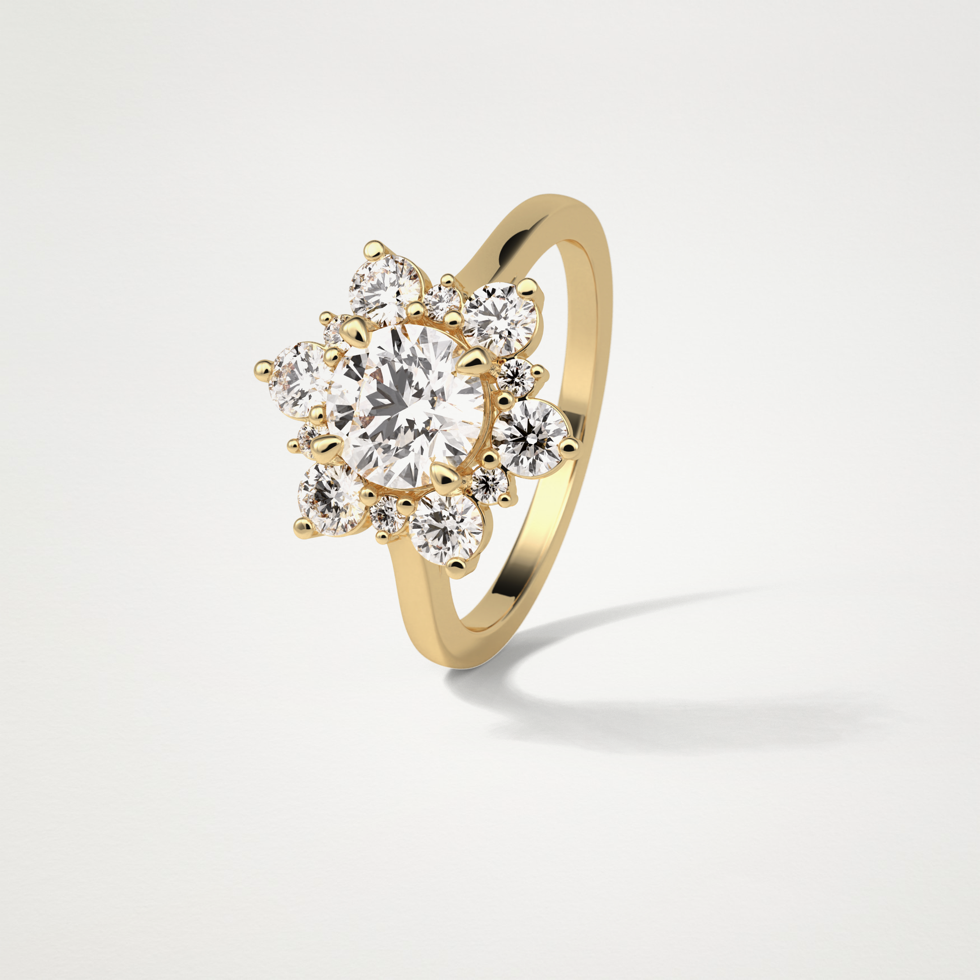 Round Cluster Lab Grown Diamond Engagement Ring