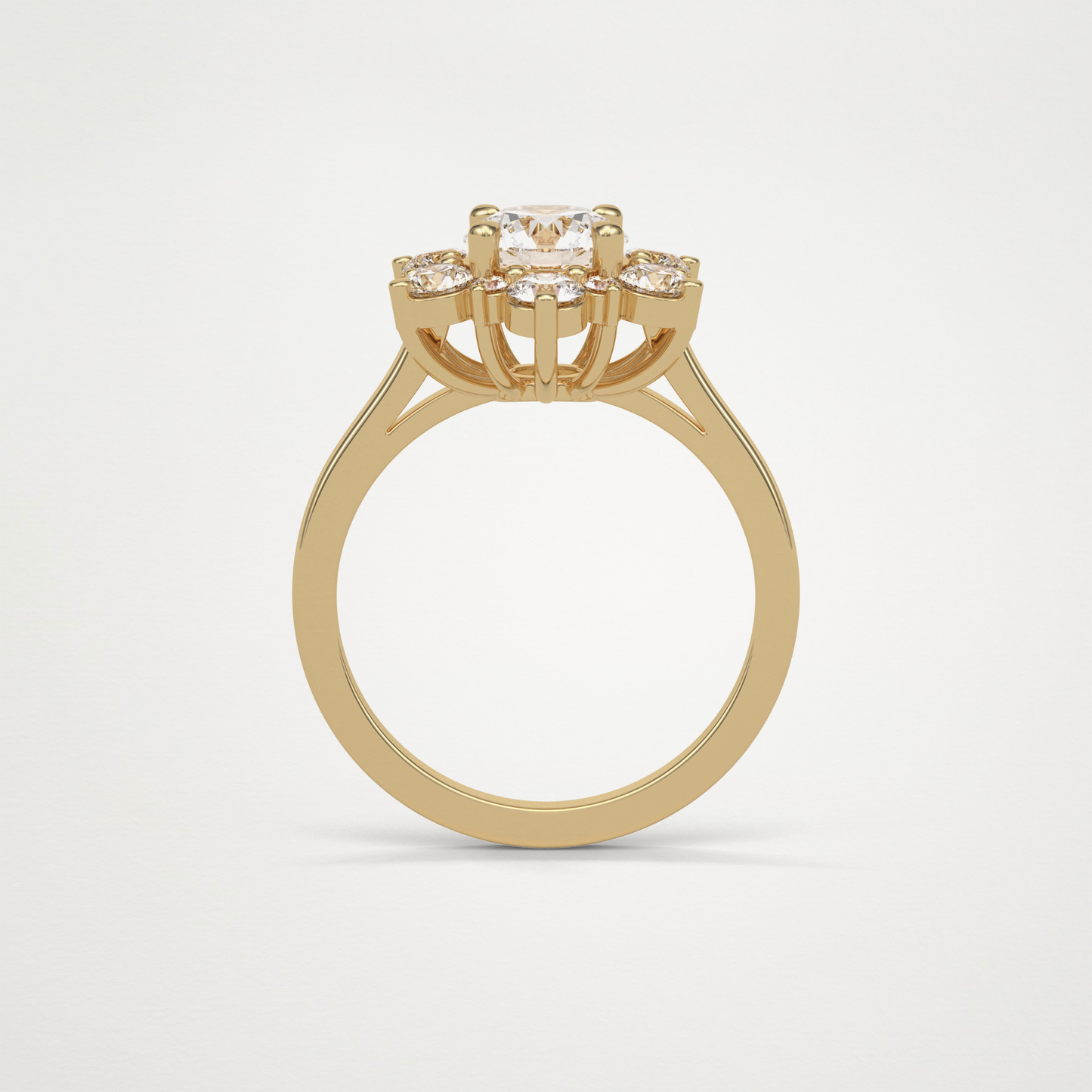 Round Cluster Lab Grown Diamond Engagement Ring