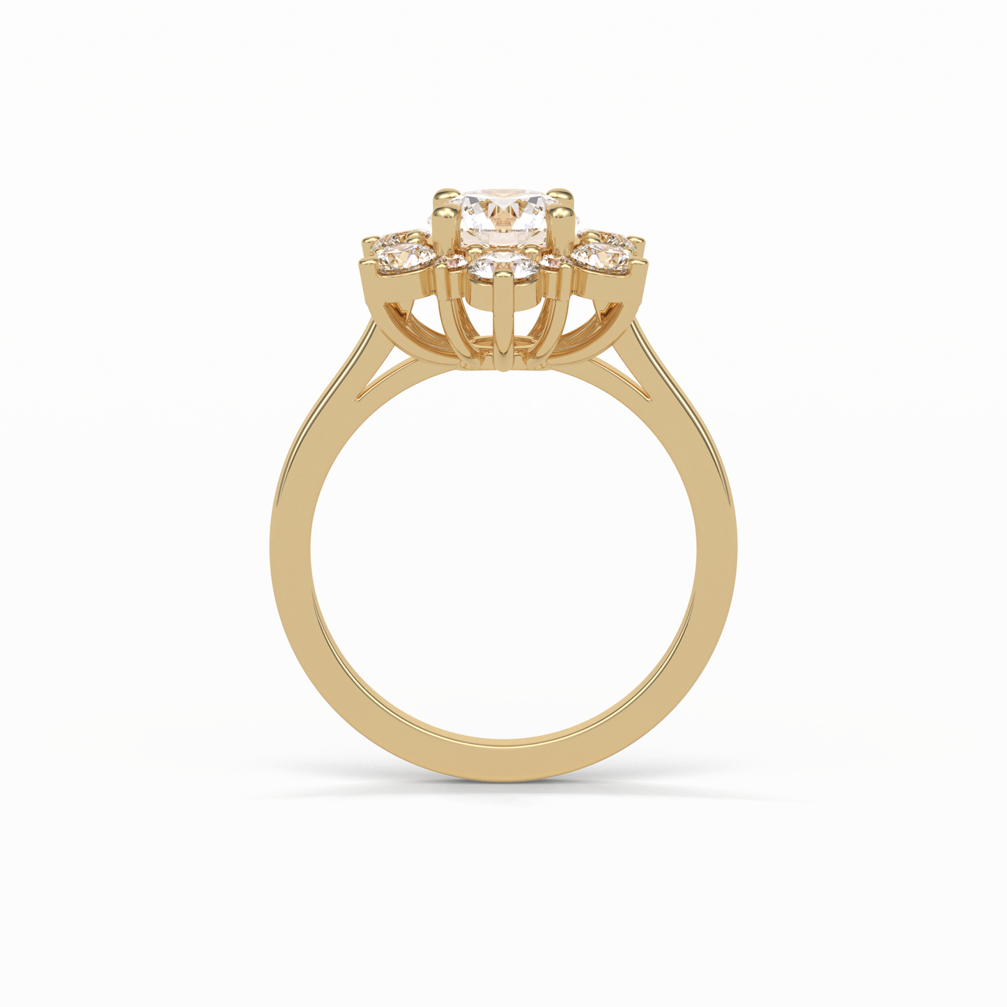 Round Cluster Lab Grown Diamond Engagement Ring