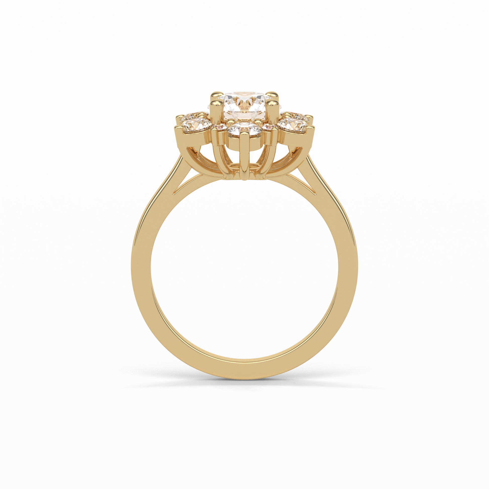 Round Cluster Lab Grown Diamond Engagement Ring