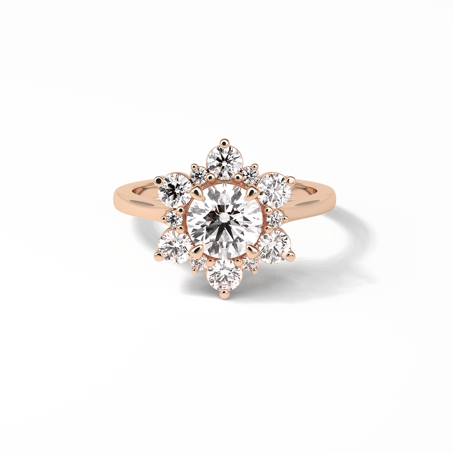 Round Cluster Lab Grown Diamond Engagement Ring