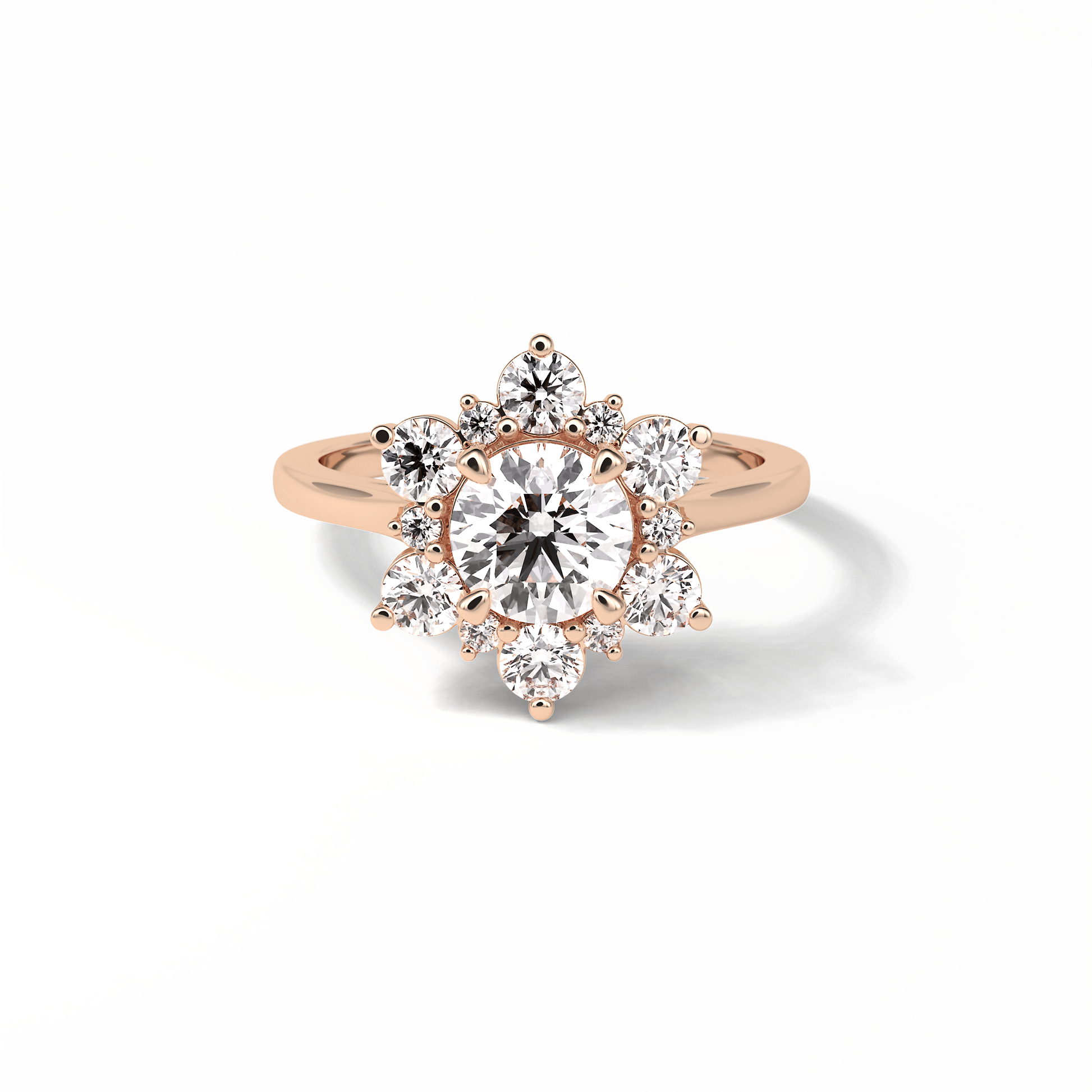 Round Cluster Lab Grown Diamond Engagement Ring