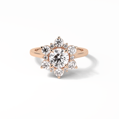 Round Cluster Lab Grown Diamond Engagement Ring