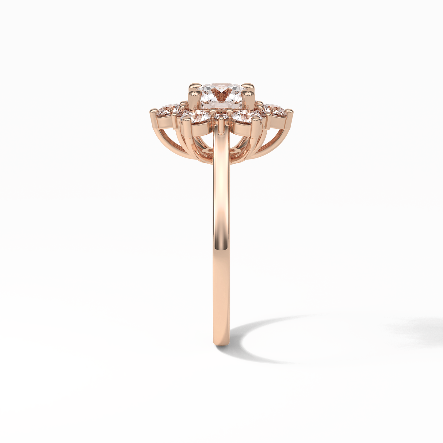 Round Cluster Lab Grown Diamond Engagement Ring