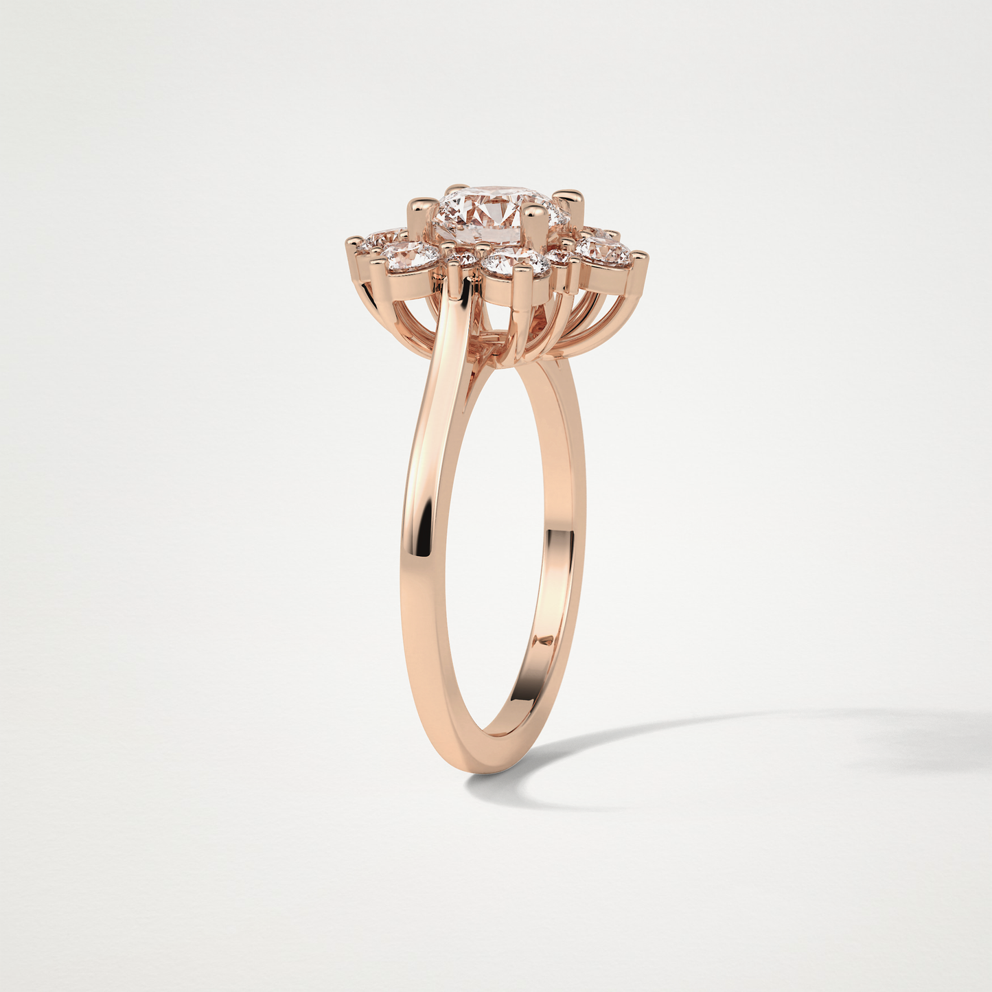 Round Cluster Lab Grown Diamond Engagement Ring