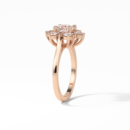 Round Cluster Lab Grown Diamond Engagement Ring