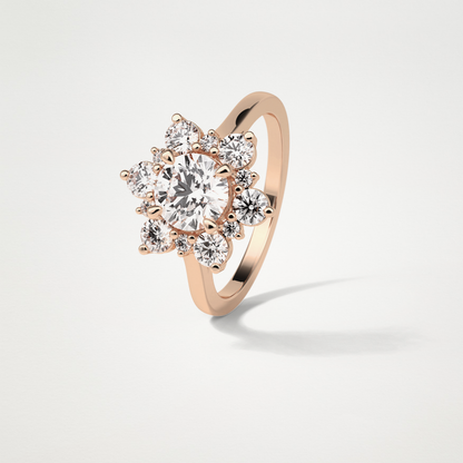 Round Cluster Lab Grown Diamond Engagement Ring
