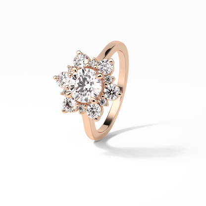 Round Cluster Lab Grown Diamond Engagement Ring
