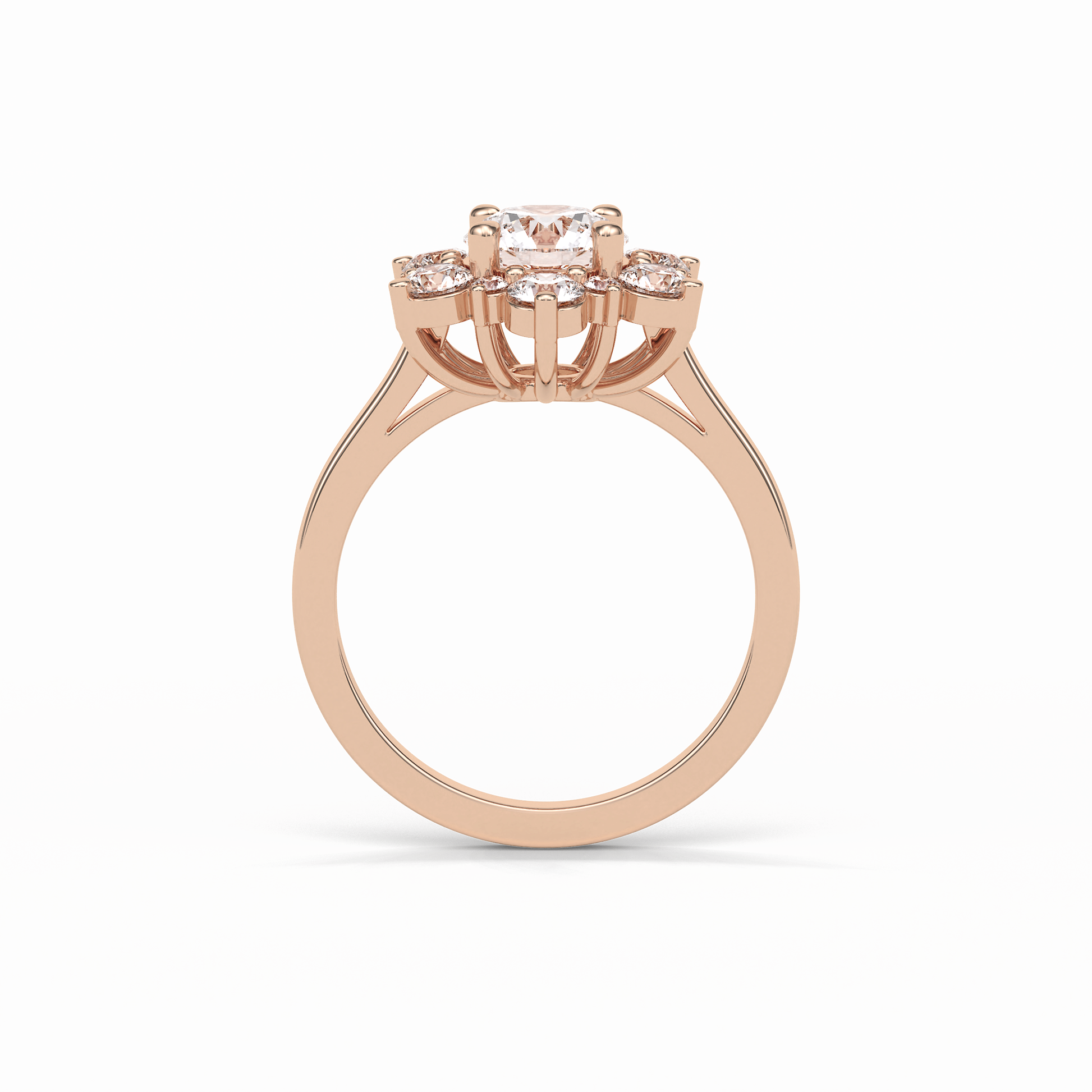 Round Cluster Lab Grown Diamond Engagement Ring