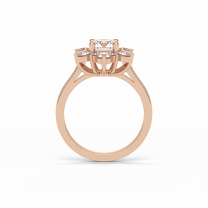 Round Cluster Lab Grown Diamond Engagement Ring