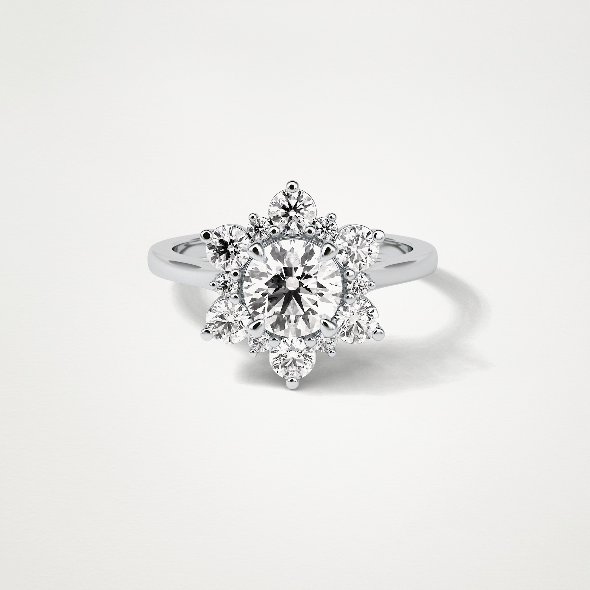 Round Cluster Lab Grown Diamond Engagement Ring