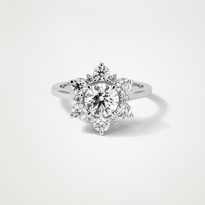 Round Cluster Lab Grown Diamond Engagement Ring