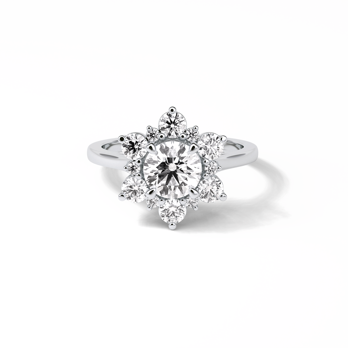 Round Cluster Lab Grown Diamond Engagement Ring