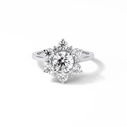 Round Cluster Lab Grown Diamond Engagement Ring