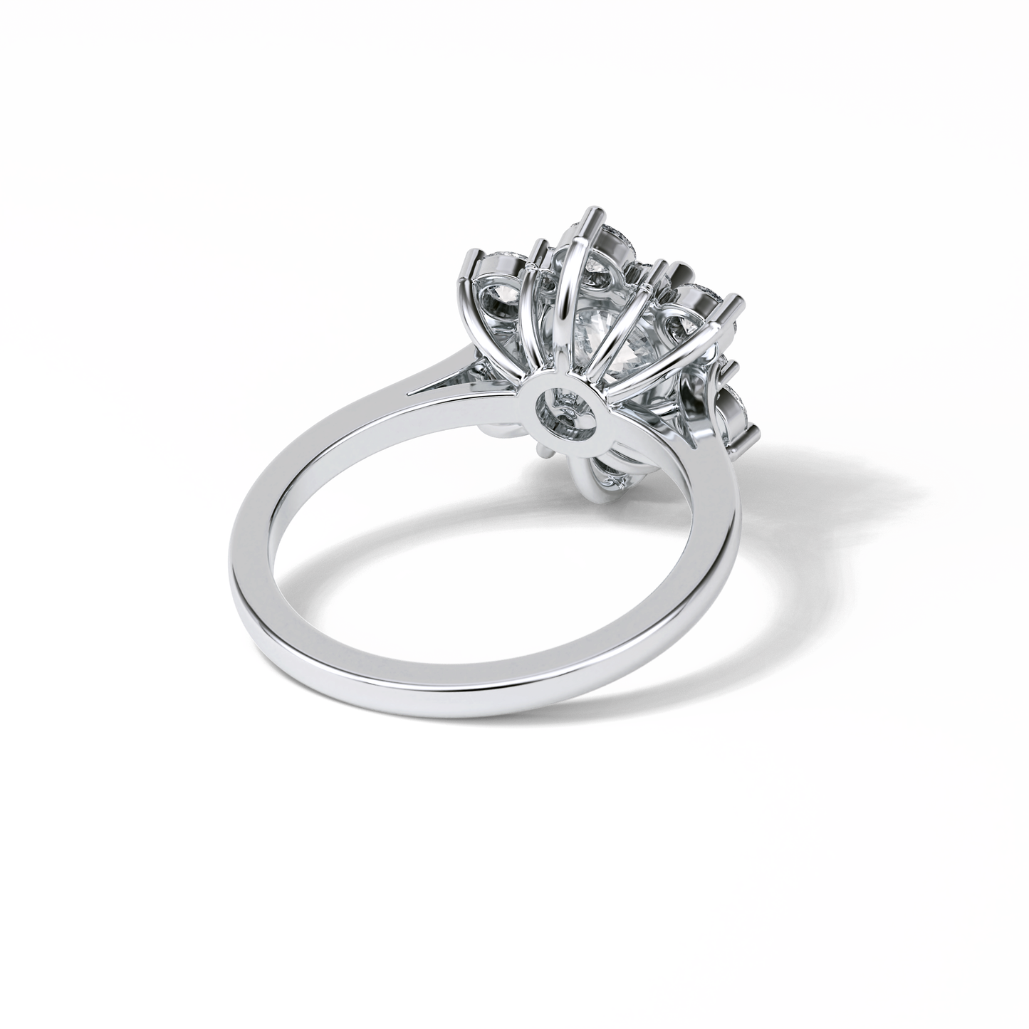 Round Cluster Lab Grown Diamond Engagement Ring
