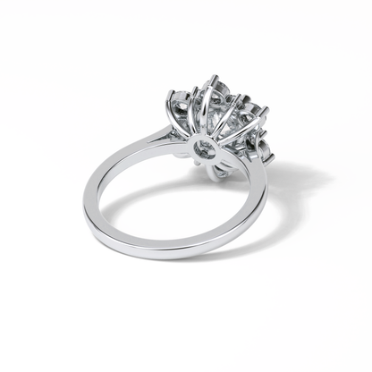 Round Cluster Lab Grown Diamond Engagement Ring